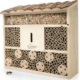 WILDLIFE HOME Bienenhotel aus Massivholz mit Rindendach